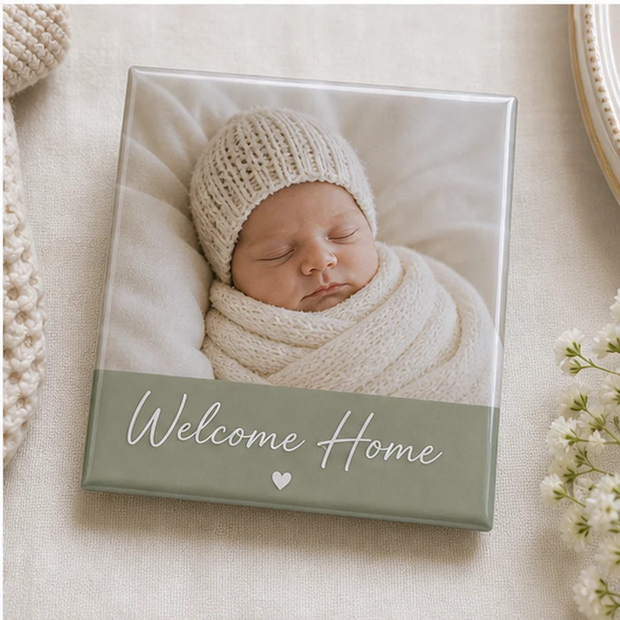 Birth announcement photo magnet