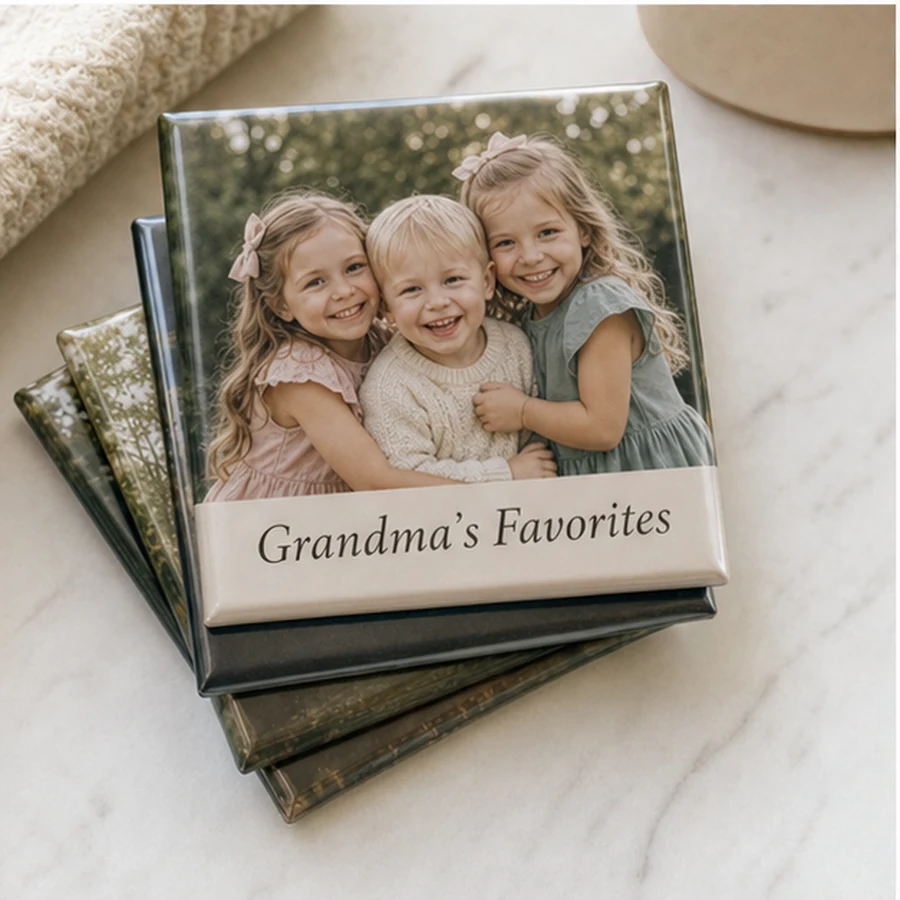 Stack of grandparent birthday photo magnets
