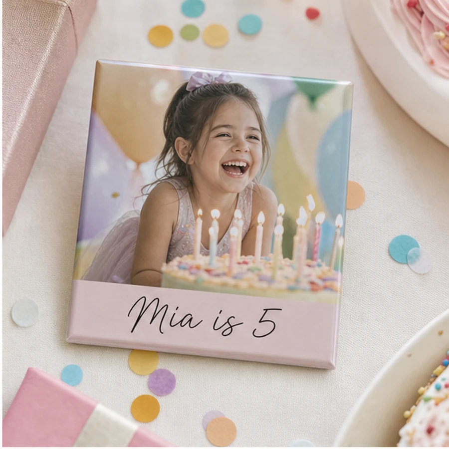 Kids birthday party favor photo magnet