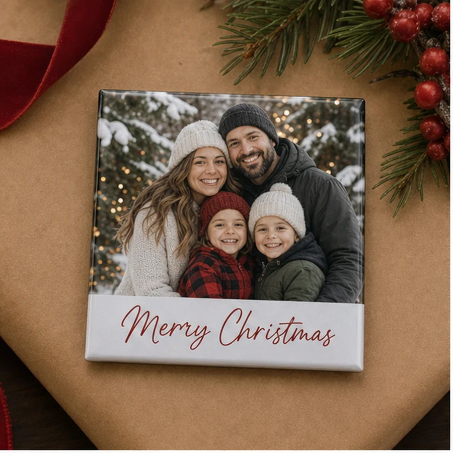 Christmas family photo magnet