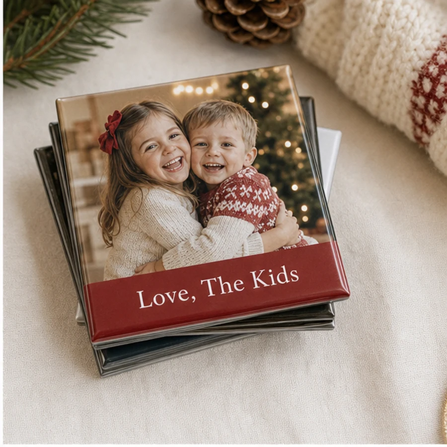 Christmas stocking stuffer photo magnet stack