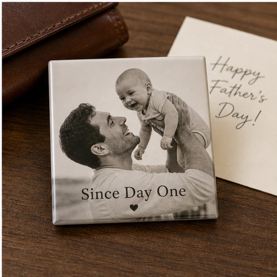 Father and child throwback photo magnet