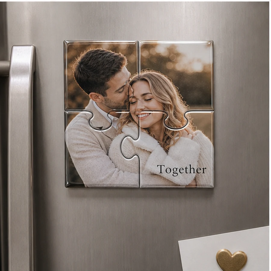 Anniversary puzzle photo magnet set
