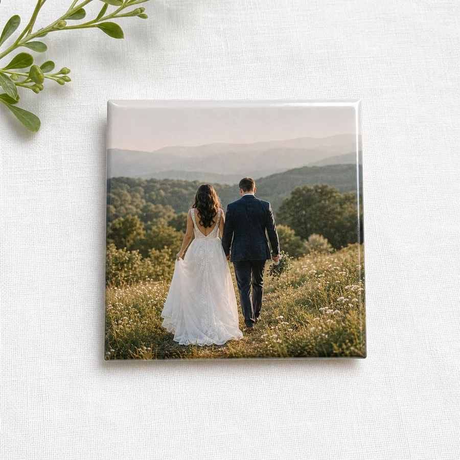 Simple wedding photo magnet with date only